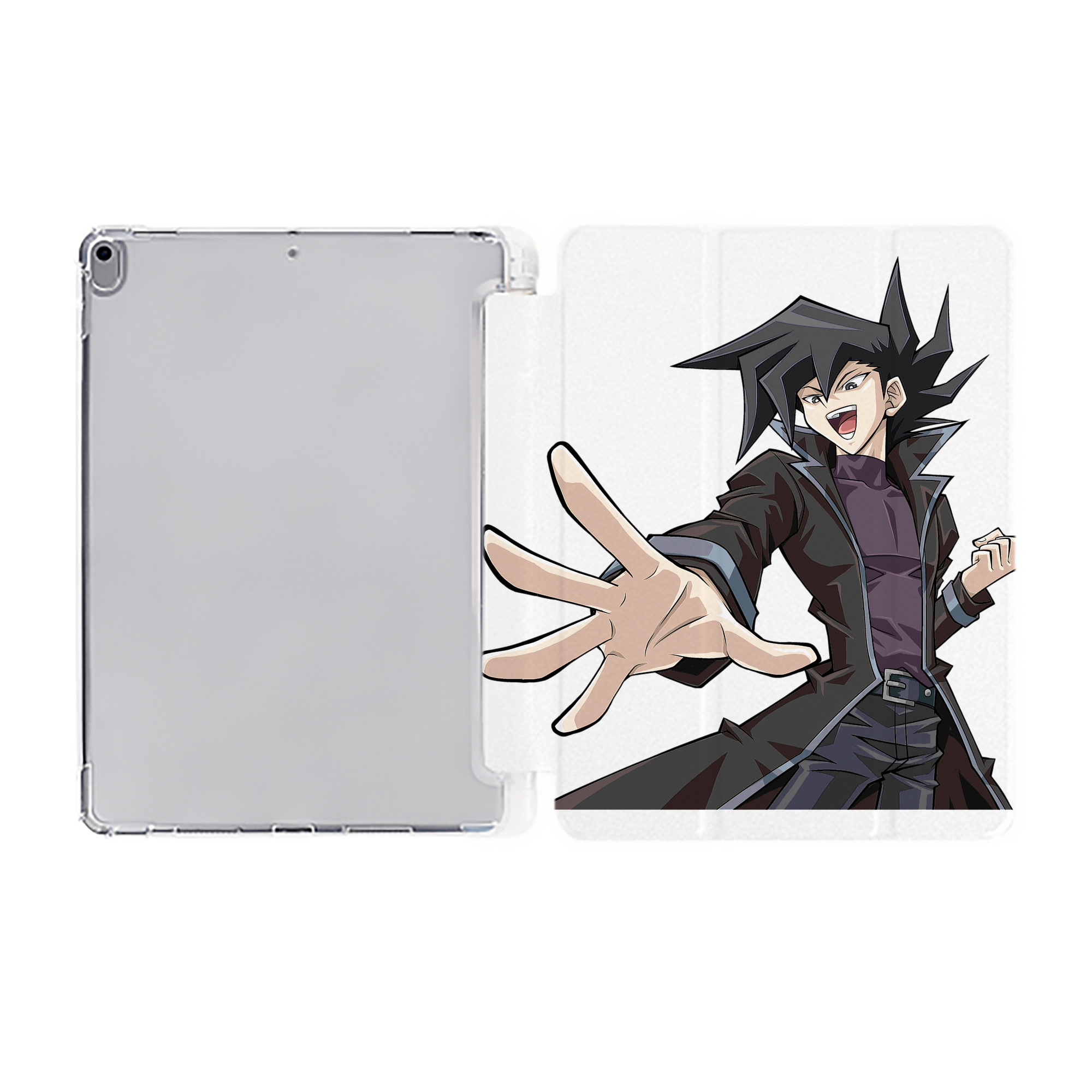 （画像用） 遊☆戯☆王 Yu-Gi-Oh! IPad ケース ペン収納付き 三つ折りスタンド PUレザー×シリコン 対応機種9.5/10.5/10.9インチ